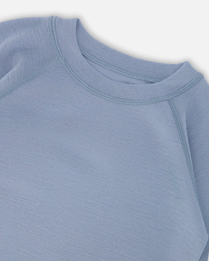Merino Wool Base Layer Set Blue Gray