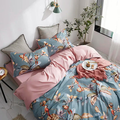 Eden 600 TC Floral Cotton Duvet Set - Grey/Blush