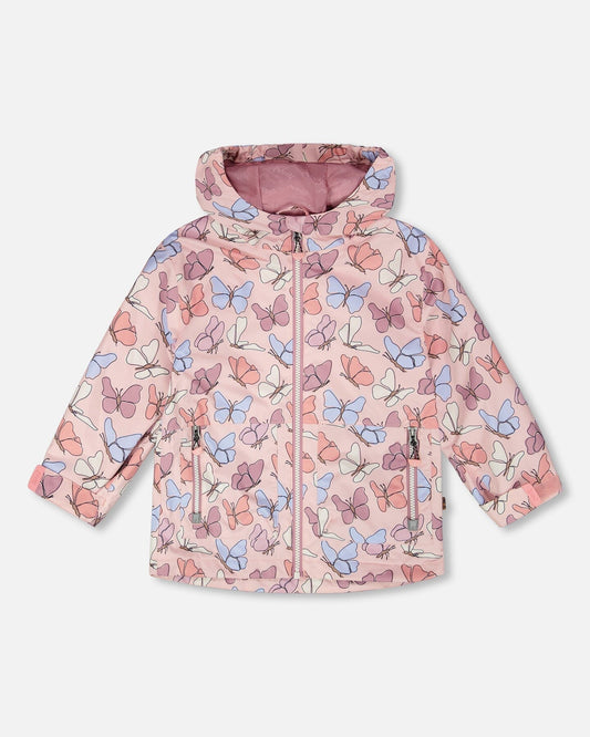 Mid-Season Jacket Pink Printed Butterflies