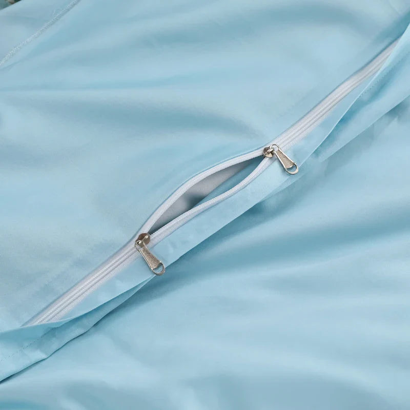 Wild Whimsy 600 TC Floral Cotton Duvet Set - White/Aqua