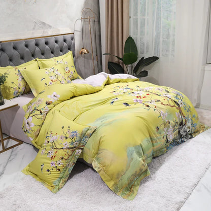 Wild Whimsy 600 TC Floral Cotton Duvet Set - Green