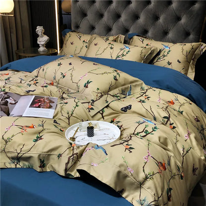 Wild Whimsy 600 TC Floral Cotton Duvet Set - Olive Green