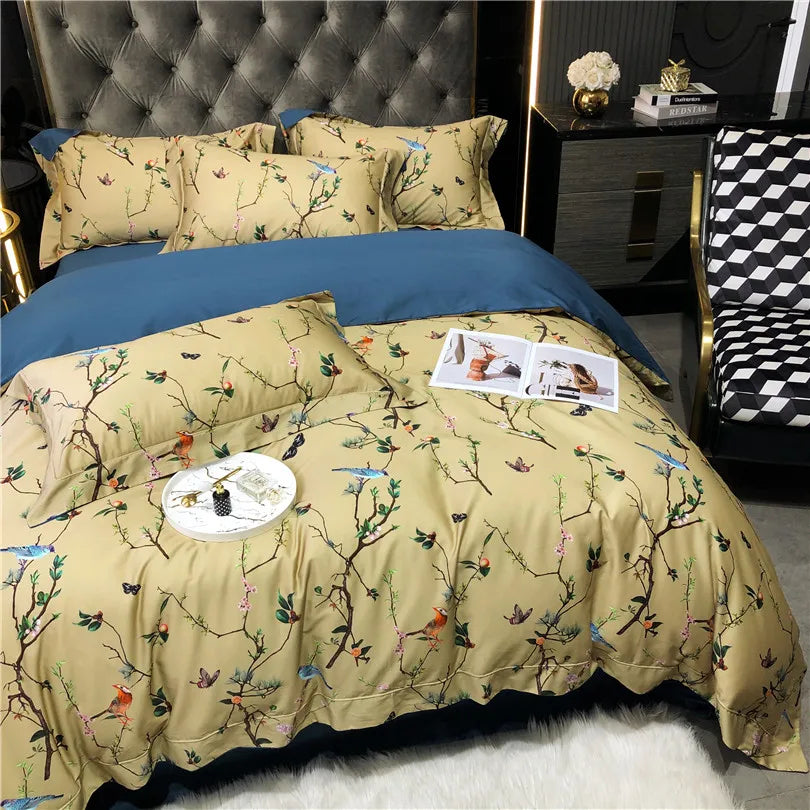 Wild Whimsy 600 TC Floral Cotton Duvet Set - Olive Green