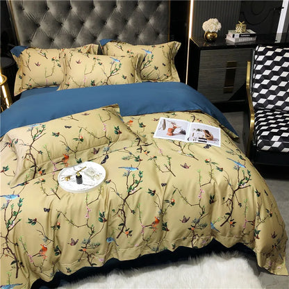 Wild Whimsy 600 TC Floral Cotton Duvet Set - Olive Green