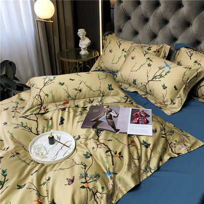 Wild Whimsy 600 TC Floral Cotton Duvet Set - Olive Green