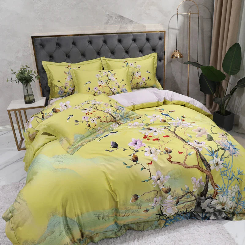 Wild Whimsy 600 TC Floral Cotton Duvet Set - Green