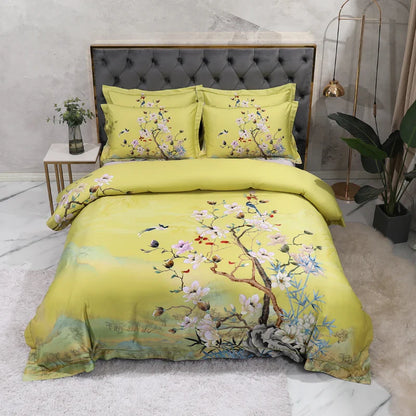 Wild Whimsy 600 TC Floral Cotton Duvet Set - Green