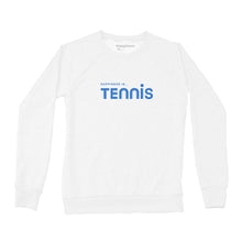 Load image into Gallery viewer, Women&#39;s Tennis Crew Sweatshirt, White with Blue
