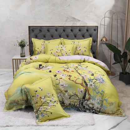 Wild Whimsy 600 TC Floral Cotton Duvet Set - Green