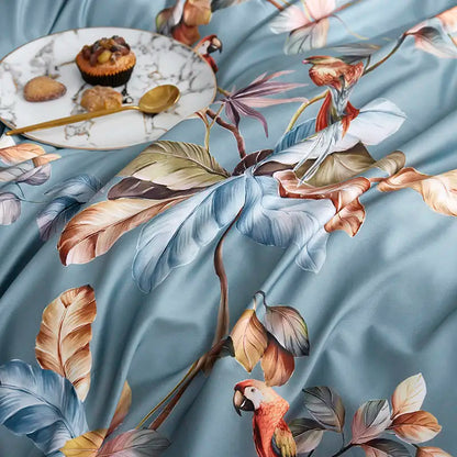 Eden 600 TC Floral Cotton Duvet Set - Grey/Blush