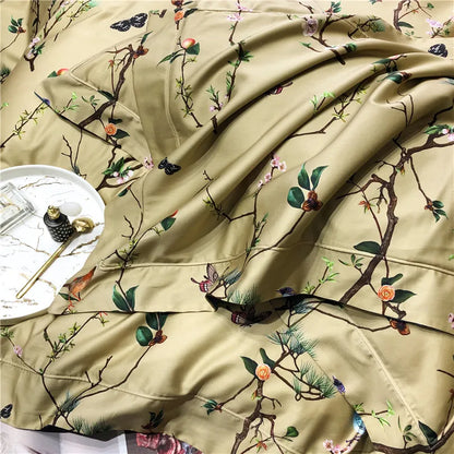 Wild Whimsy 600 TC Floral Cotton Duvet Set - Olive Green