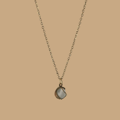 Cara Necklace | Cat’s Eye Orb Pendant | Cross Cable Link Chain