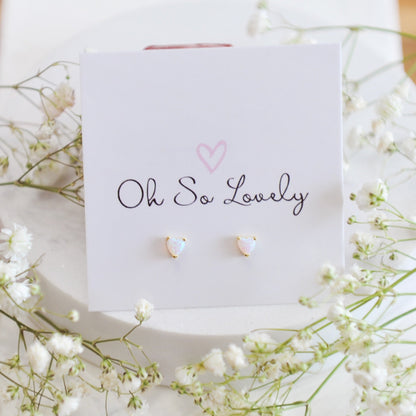 Genevieve Opal Heart Studs