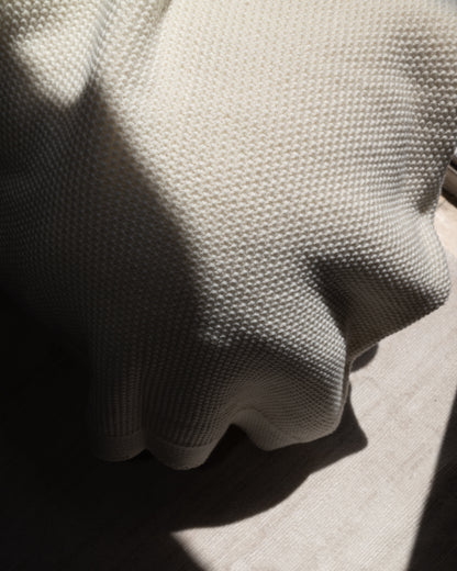 Textured Cream Knit Throw Blanket