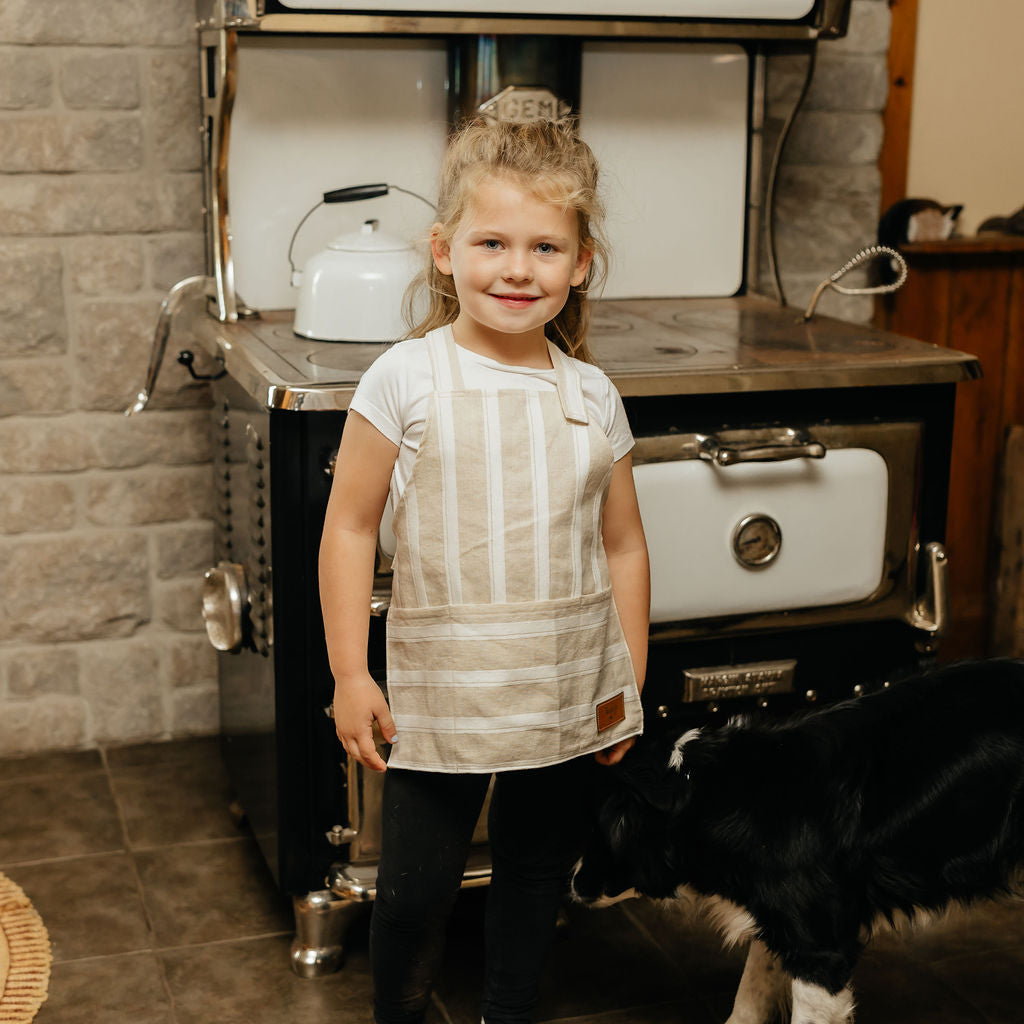 Natural Stripe Apron, Adult & Child