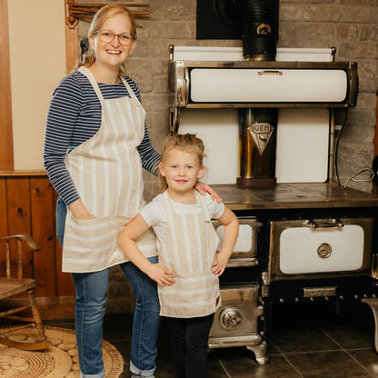 Natural Stripe Apron, Adult & Child