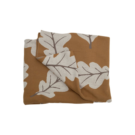 Knit Leaf Design Throw Blanket