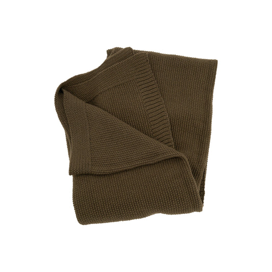 Textured Olive Knit Throw Blanket