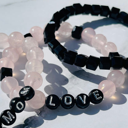 Dog Mom Mala Bracelet Stack (Set) - Rose Quartz