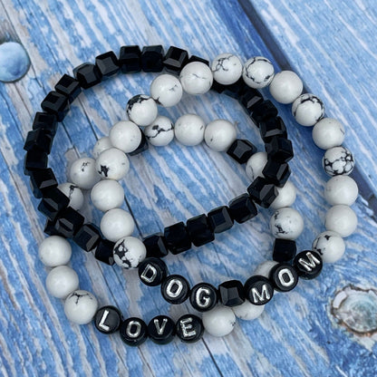 Dog Mom Mala Bracelet Stack (Set) - Howlite