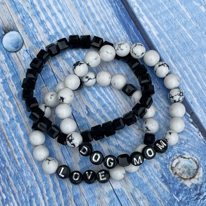 Dog Mom Mala Bracelet Stack (Set) - Howlite