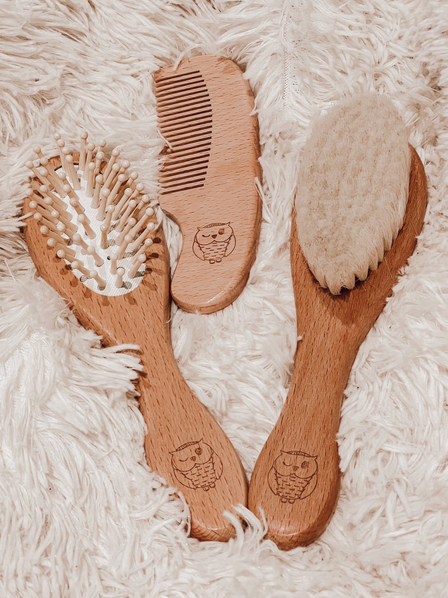 Wooden Baby Brush And Comb Set (3pcs)