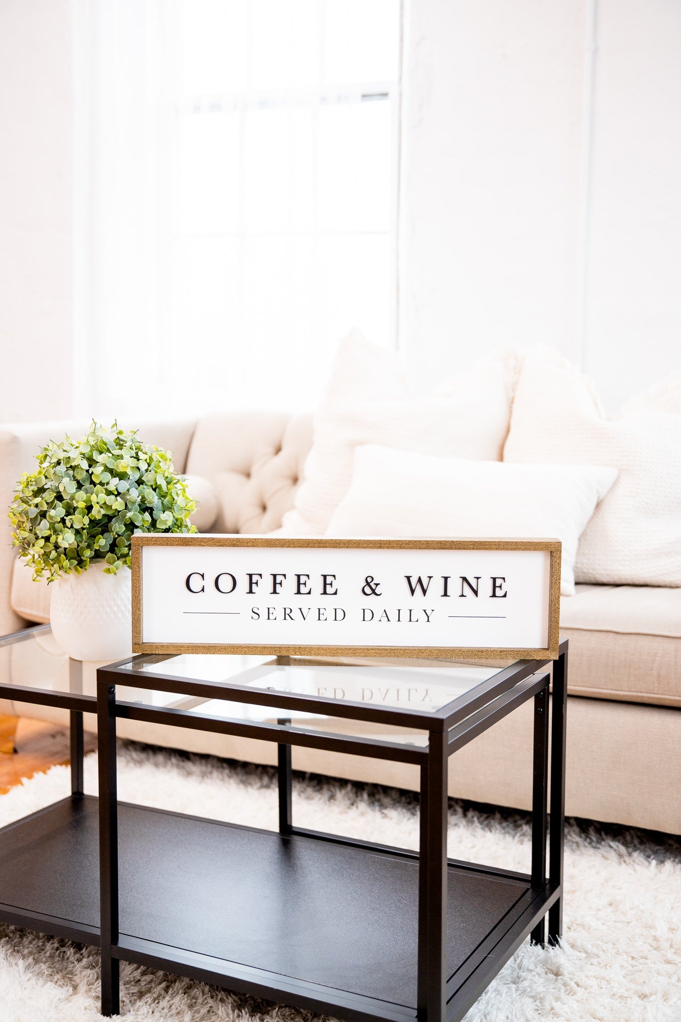 Coffee and Wine Served Daily Sign