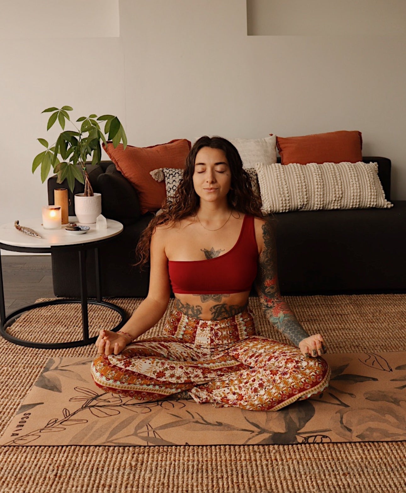 X-TALL Blossom Cork Yoga Mat | 6'7 Long | 4.5MM