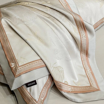 Royal Retreat Floral Jacquard Patchwork 800 TC Duvet Set - Cream