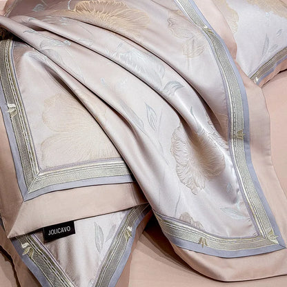 Royal Retreat Floral Jacquard Patchwork 800 TC Duvet Set - Rose