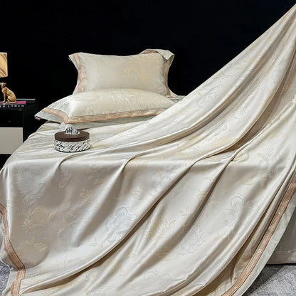 Royal Retreat Floral Jacquard Patchwork 800 TC Duvet Set - Cream