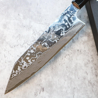 Kenshiro Hatono STRIX Damascus Gyuto 210 mm Oak