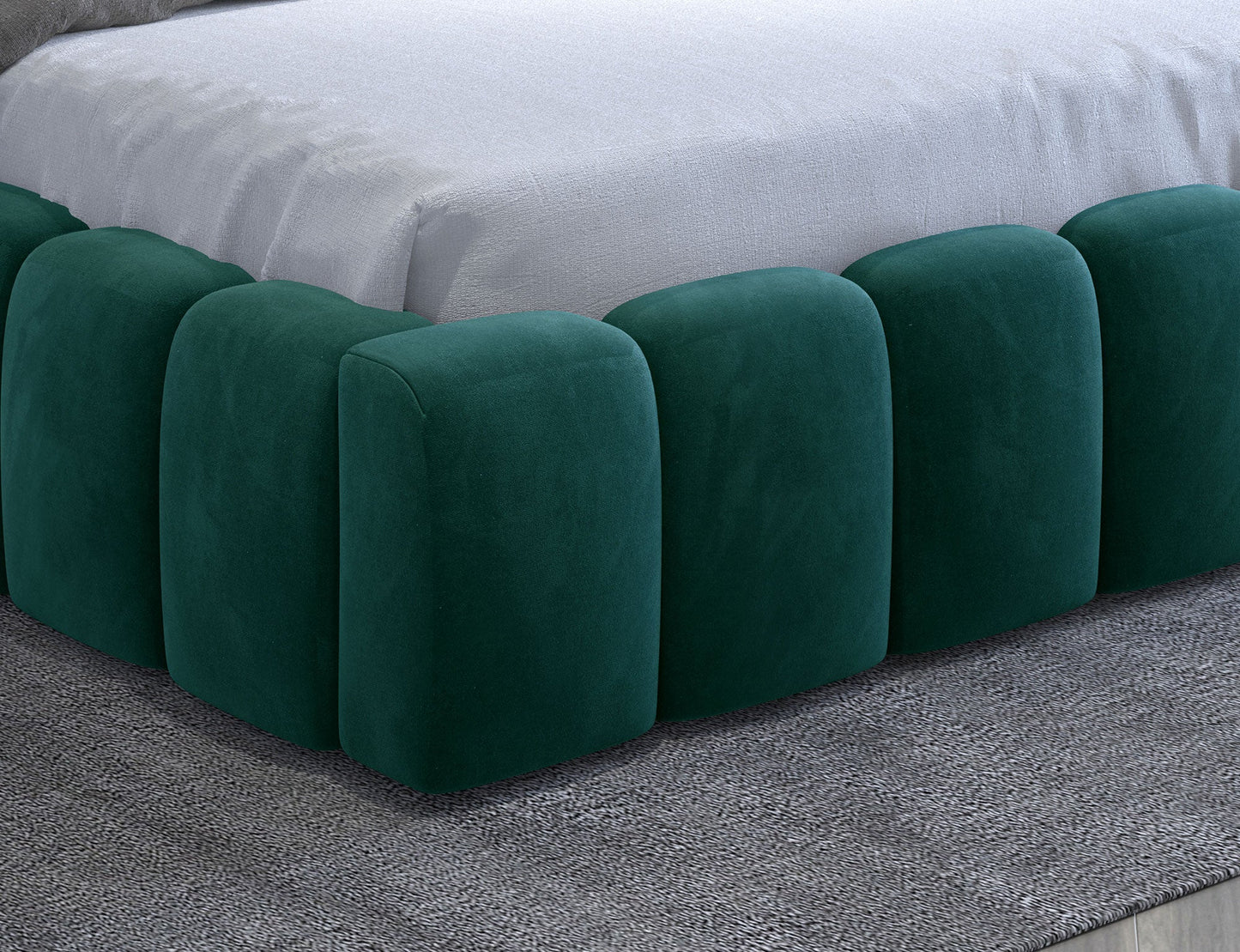 Lamica Upholstered LED Storage Platform Bed - Emerald Green