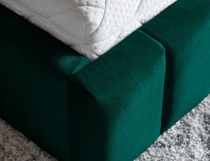 Lamica Upholstered LED Storage Platform Bed - Emerald Green