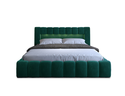 Lamica Upholstered LED Storage Platform Bed - Emerald Green