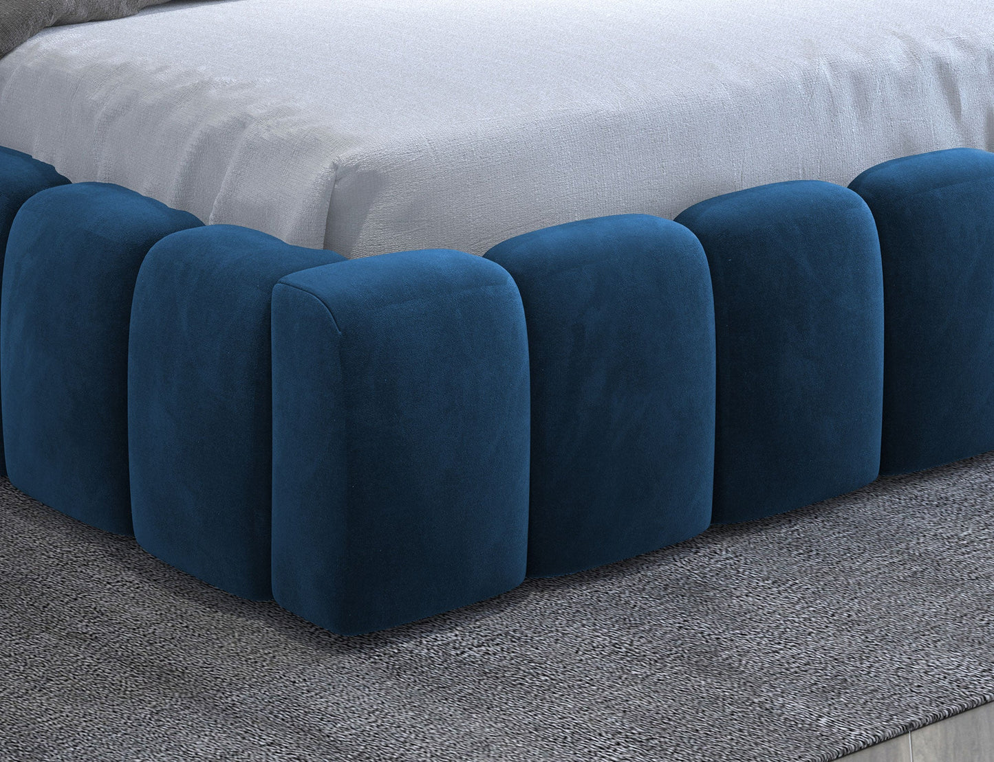 Lamica Upholstered LED Storage Platform Bed - Teal Blue