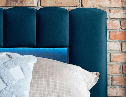 Lamica Upholstered LED Storage Platform Bed - Teal Blue