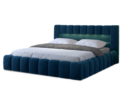Lamica Upholstered LED Storage Platform Bed - Teal Blue