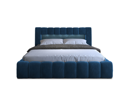 Lamica Upholstered LED Storage Platform Bed - Teal Blue