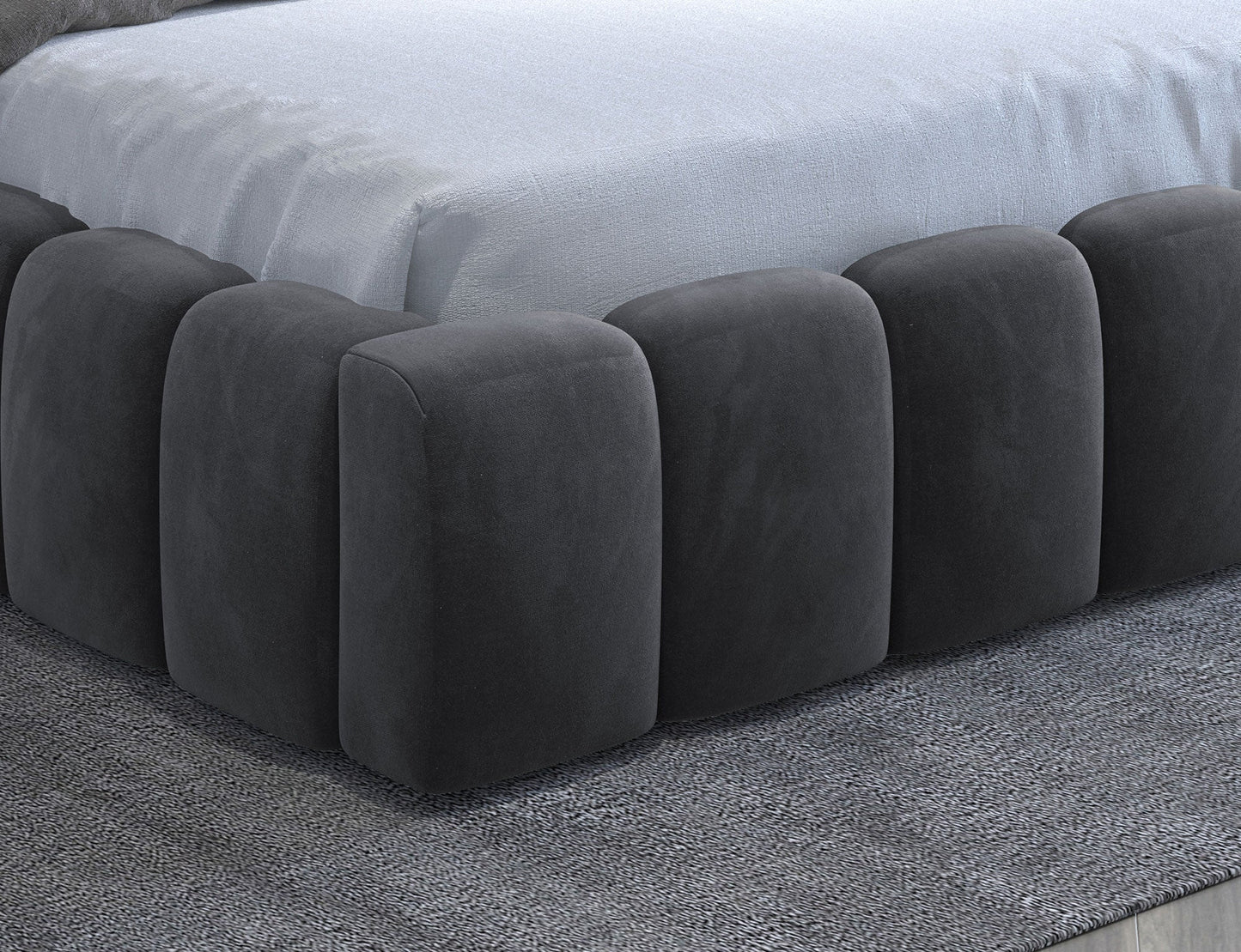 Lamica Upholstered LED Storage Platform Bed - Dark Grey