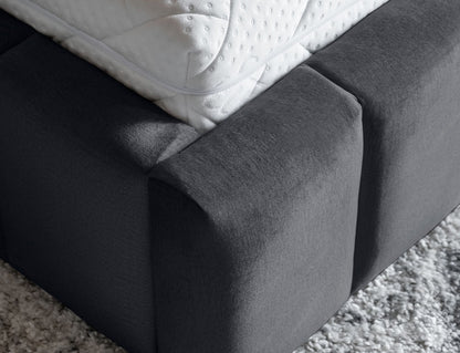 Lamica Upholstered LED Storage Platform Bed - Dark Grey