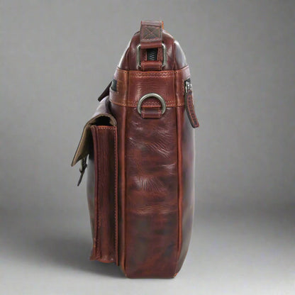 Manhattan Leather Satchel | Buffalo Leather Crossbody Bag for Men & Women