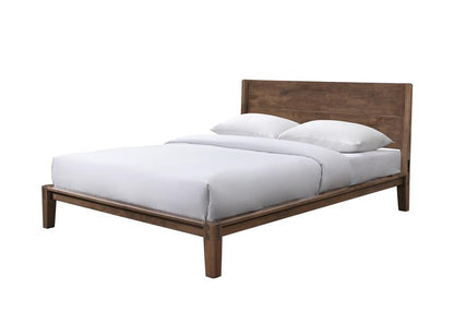 Luna Solid Oak Wood Tool Free King Bed - Walnut
