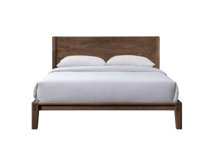 Luna Solid Oak Wood Tool Free King Bed - Walnut