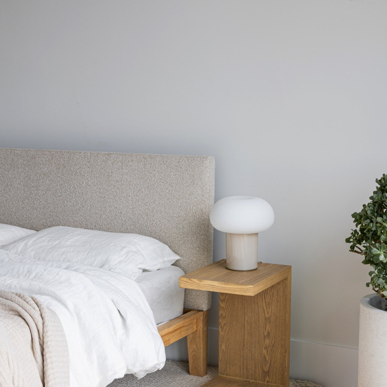 Luna Tool Free Upholstered Double Bed - Beige