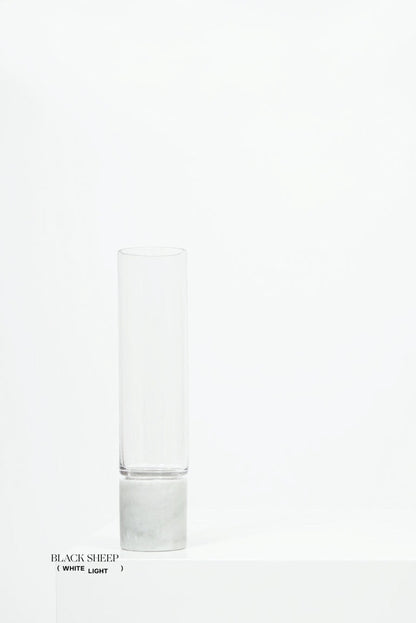 Bianco Carrara Marble and Glass Vase and Hurricane