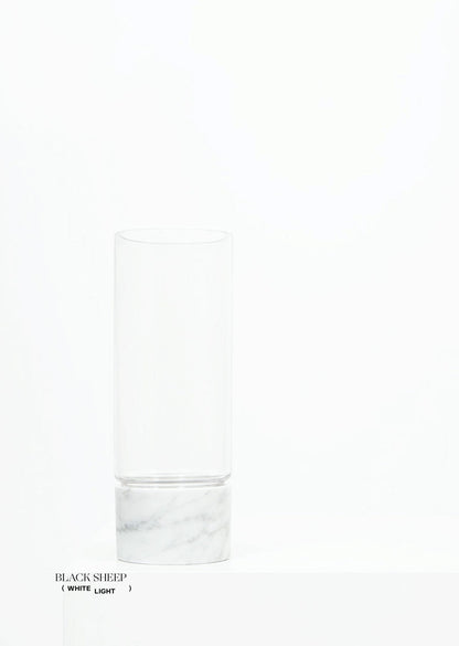 Bianco Carrara Marble and Glass Vase and Hurricane