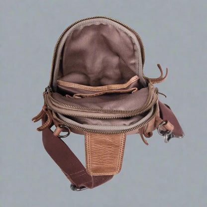 MET Leather Chest Front Bag & Backpack with Dual Zipper Pockets