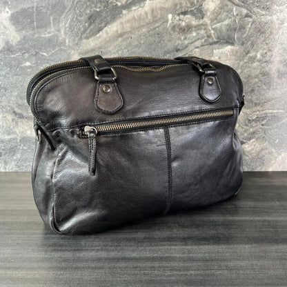 MET Leather Handbag with Dual Handles and Front Zipper Pockets
