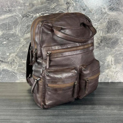 MET Multi-Pocket Leather Backpack with Dual Carry Handles